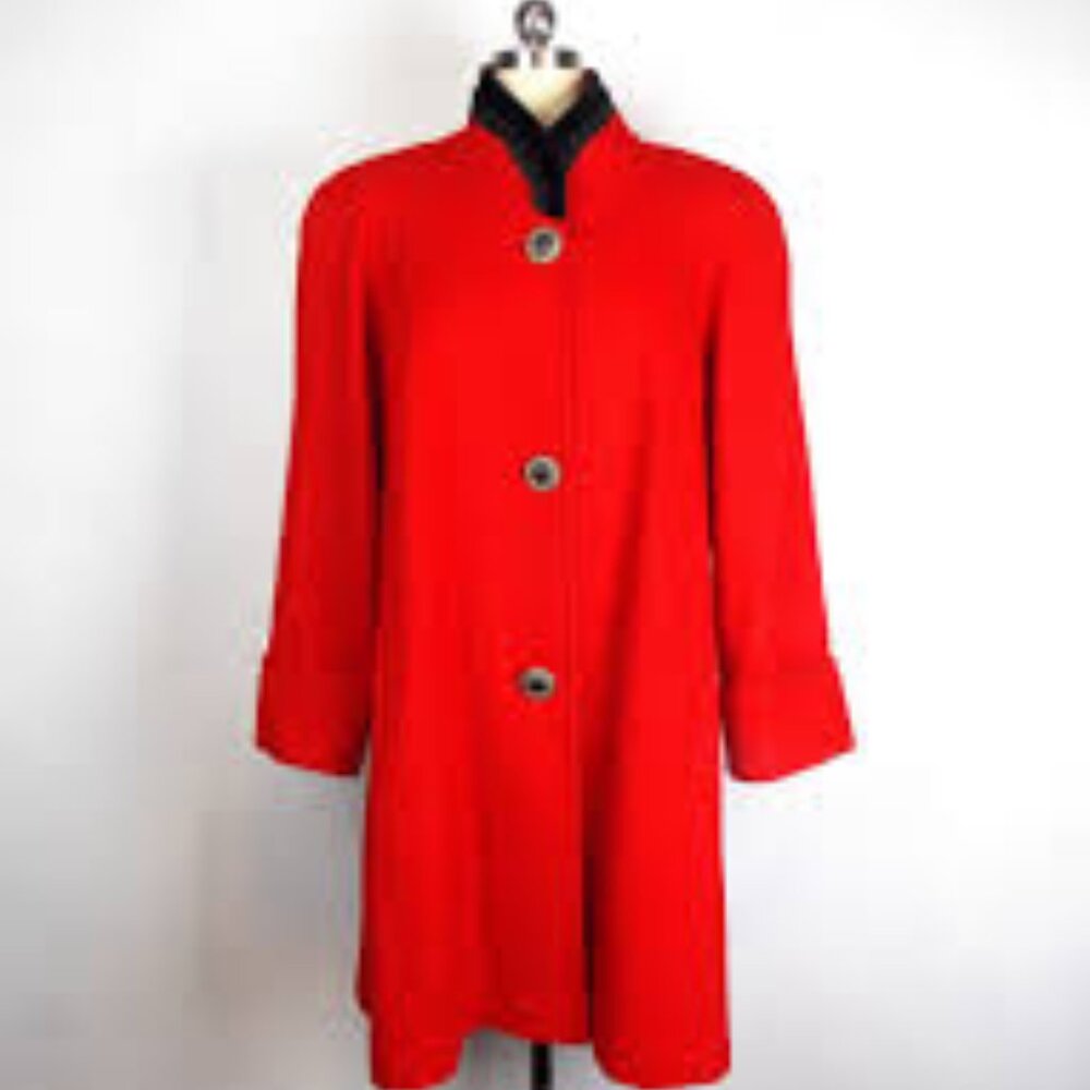 1980's Jofeld Lined Red Wool Coat Size Medium